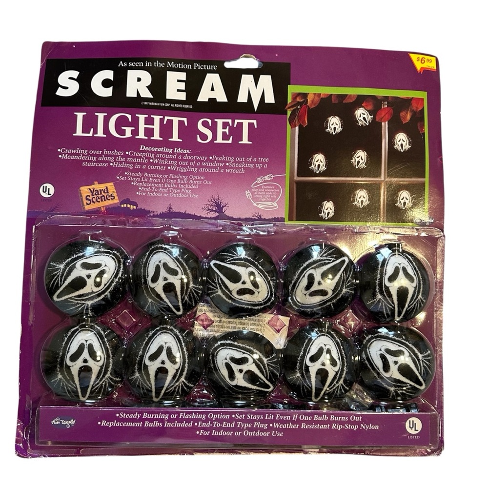 NEW VINTAGE 1997 FUN WORLD YARD SCENES SCREAM LIGHT SET STEADY BURNING FLASHING